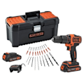 Pikkukuva 1 / 6: Langaton iskuporakone 18V BLACK+DECKER - BDCHD18C2TA-QW – Mukana 2 kpl 18V akkua – 30 lisäosaa mukana