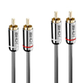 Pikkukuva 1 / 2: Audio-kaapeli 2x RCA - Cromo Line - 1m - LINDY - 24 karaatin kullattuja liittimiä - Taipuisa kaapeli