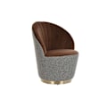 Miniatyrbillede 1 af 4: Sennepsbrun polyester lænestol - Mærke - Model - Hovedfarve: Hvid