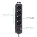 Miniatyrbillede 2 af 4: Tm Elektron Multiprise 4 Stik med Kontakt, Sort - TMUAD204BK
