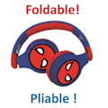 Pikkukuva 3 / 5: 'SPIDER-MAN - 2-in-1 Bluetooth® - Mukautuva ja taittuva langallinen kuulokemikrofoni lapsille äänenrajoituksella - LEXIBOOK' röd och blå