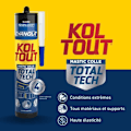 Miniatyrbillede 3 af 5: Fastgørelses- og tætningsemballage - CYANOLIT - Total tech - Hvid - Patron 290 ml - Multi-materialer - Tæt og fleksibel