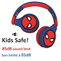 Pikkukuva 2 / 5: 'SPIDER-MAN - 2-in-1 Bluetooth® - Mukautuva ja taittuva langallinen kuulokemikrofoni lapsille äänenrajoituksella - LEXIBOOK' röd och blå