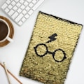 Miniatyrbillede 2 af 4: Notebooks - CERDA - Harry Potter - Black and Gold Sequins - A5 Size - Blank Pages Svart och guld
