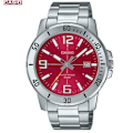 Miniatyrbillede 1 af 5: Casio herreur Argente med rød urskive, vandtæt 50 m, rustfrit stål – mtp-vd01d-4bvudf