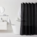 Miniatyrbild 1 av 3: Vattentät duschdraperi med våffelmönster - Svart - Polyester - 180 x 200 cm - 12 krokar - UTILITY - TODAY Svart