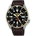 Miniatyrbillede 1 af 2: Ur - SEIKO - SSK036K1 - Automatisk - GMT - Brun Læder Silver, Brun, Guld