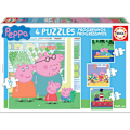 Pikkukuva 1 / 2: Peppa Pig Progressive Puzzle - EDUCA - 4 palapeliä, 6-16 palaa - Sarjakuvia ja sarjakuvia Flerfarvet