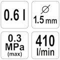 Pikkukuva 3 / 4: YATO Suihkupistooli 600 ml säiliöllä 1,5 mm