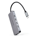 Pikkukuva 1 / 3: USB-C Hub - NANO CABLE - 4 Porttia USB-C Naisliitin - USB-C PD 100W - Alumiini 10 cm - Harmaa
