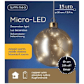 Miniatyrbillede 1 af 2: Glasvedhæng - KAEMINGK - Batterikugle 10 cm - 15 varme hvide microleds - Rav - Jul Bärnsten
