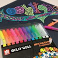 Miniatyrbillede 2 af 3: Sæt med 12 gelblyanter - SAKURA - Gelly Roll Moonlight - Fluorescerende - Glitrende - Fin spids Fluorescerende, Glitter
