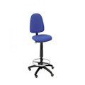Miniatyrbillede 1 af 2: Ergonomisk skammel med permanent kontaktmekanisme og højdejusterbar, fodstøttering og hjul i blå parket