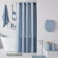 Miniatyrbillede 3 af 3: Grov struktur bruseforhæng - Blå - Polyester - 180 x 200 cm - 12 kroge - UTILITY - I DAG Blå