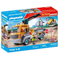 Miniatyrbillede 1 af 6: PLAYMOBIL 71750 Byggebil med kran, arbejder og tilbehør, Action Heroes, Byggeri, 55 dele, Fra 4 år Flerfärgad