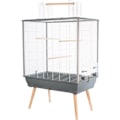 Miniatyrbillede 1 af 5: Hævet bur Néo Jili til fugle - ZOLUX - L 78 x P 47,5 x H 112 cm - Grå Grå plastbehållare, vitt rutnät (st