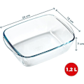 Miniatyrbild 3 av 5: Plat luftfritös - PYREX - 1450143 - Rektangulär - I borosilikatglas - 23 x 15 cm TRANSPARENT