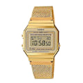 Miniatyrbild 1 av 6: CASIO Collection Watch A700WEMG-9EF - Chrono, Alarm, Automatisk Kalender - Gul gyllene