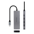 Pikkukuva 2 / 3: USB-C Hub - NANO CABLE - 4 Porttia USB-C Naisliitin - USB-C PD 100W - Alumiini 10 cm - Harmaa