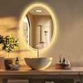 Miniatyrbild 2 av 9: Wisfor Oval LED-badrumsspegel, 600 x 800 mm, dimbar väggmonterad belyst sminksspegel med anti-dimfunktion och smart strömbrytare