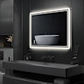 Miniatyrbild 1 av 9: Wisfor LED badrumsspegel, 600 x 800 mm, dimbar väggmonterad sminkspegel, med demister Pad Touch Sensor Bakgrundsbelyst rektangel sminkspegel