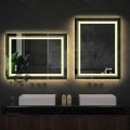 Miniatyrbild 3 av 8: Wisfor LED badrumssminkaspegel, 500x700 mm, dimbar frontljus & bakgrundsbelysta dubbla speglar, med väggminne anti-dimma, upplyst sminkspegel