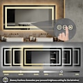 Miniatyrbild 3 av 8: Wisfor stor LED badrumsspegel, 1510x780 mm, dimbar belyst väggmonterad belyst sminkspegel, med anti-dimma Smart Touch Switch sminkspegel
