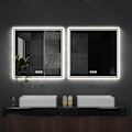 Miniatyrbild 6 av 8: Wisfor LED badrumsspegel, 800 x 800 mm, bakgrundsbelyst väggmonterad sminkspegel, fyrkantig sminkspegel, för smink och rakning