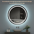 Miniatyrbild 7 av 8: Wisfor LED badrumsspegel, 800 mm dimbar rund vägg sminkspegel, med 8 RGB bakgrundsbelyst 3 frontljus Färg Smart anti-dim Touch Switch