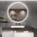 Miniatyrbild 1 av 9: Wisfor LED badrumsspegel, 800 x 800 mm, rund upplyst väggmonterad sminkspegel, med demister Pad + Smart Touch Button Makeup Mirror