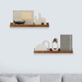 Miniatyrbild 6 av 7: Wisfor Flytande vägghyllor, set med 2, väggmonterade köksförvaringshyllor, 40 cm lång displayhylla Hylla Fotoram brown