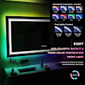 Miniatyrbild 5 av 8: Wisfor LED badrumsspegel, 1200x600 mm, dimbar rektangulär sminkspegel på väggen, med 8 RGB bakgrundsbelyst, 3 frontljusfärger