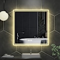 Miniatyrbild 2 av 8: Wisfor LED badrumsspegel, 800 x 800 mm, bakgrundsbelyst väggmonterad sminkspegel, fyrkantig sminkspegel, för smink och rakning