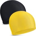 2-pack Elastic Lightweight Fabric Swim Caps for Women