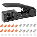 Miniatyrbillede 2 af 5: RJ45 Krympeværktøj + 10 Cat7-stik Sæt Netværksværktøj Lan-kabeltang Cat 7/6