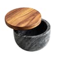 Marble salt cellar with acacia wood lid, A