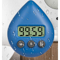 Miniatyrbillede 1 af 5: Vandtæt brusebadstimer, digital timer, badeværelses- og køkkentimer, nedtællingstimer med sugekopshul blå blue
