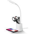 Miniatyrbilde 1 av 3: LED skrivebordslampe, LED bordlampe med trådløs lader, dimbar 360 graders rotasjon LED skrivebordslampe, energisparende USB-oppladbar batteri