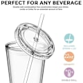 Miniatyrbild 3 av 4: Dubbelväggig plastmugg med lock och sugrör, isolerad kaffemugg, 500 ml, transparent