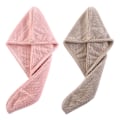 Pikkukuva 1 / 5: TG 2 kpl mikrokuituinen hiuspyyhe - Antifrizz hiuspyyhe kääre, pinkki + khaki