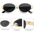 Miniatyrbillede 4 af 5: SOJOS Retro Oval Solbriller Kompatible med Kvinder og Mænd Trendy Solbriller Klassiske Farver UV400-beskyttelse SJ1217_SSDLV DB Gold-Grey