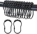 24-pack svarta duschdraperikrokar med rullande pärlor