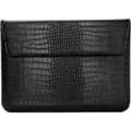Laptop Sleeve til 14 tommer computer, PU-læder etui med krokodillemønster og flip-låg, sort