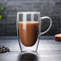 Miniatyrbild 2 av 4: Dubbelväggiga Värmebeständiga Glas Koppar av Borosilikatglas för Espresso Kaffe Kopp Set Dryckesvaror Te Muggar 150ml/250ml/350ml/450ml