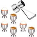 Miniatyrbilde 1 av 5: Original Eggkopp, Eggkoppholder i Rustfritt Stål og Dobbeltsidig Eggåpner Cracker Stor Størrelse Påskeegg for Kokt Egg