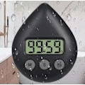 Miniatyrbillede 1 af 5: Vandtæt brusetimer, digital timer, badeværelses- og køkkentimer, nedtællingstimer med sugekopshul sort black
