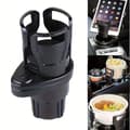 Car Cup Holder Expander 2 in 1 Adjustable 360° Rotating Dual Drink Holder for Universal Round Cup Holders Black