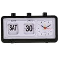 Retro Calendar Flip Clock Bedside Square Clock with 3 Push Buttons Household Black Black