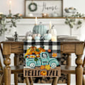 Miniatyrbild 4 av 4: Pumpalyxbåge Buffelrutig Höst Servettlöpare, Säsongsbetonad Höstkök Matbordsdekoration för Hemfestdekoration 13x72 Tum Style 2