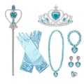 7-pack Prinsessklänning Utklädningsaccessoarer Presentförpackning, Vacker Krona, Scepter, Halsband, Handskar, Presenter till Flickor Blå